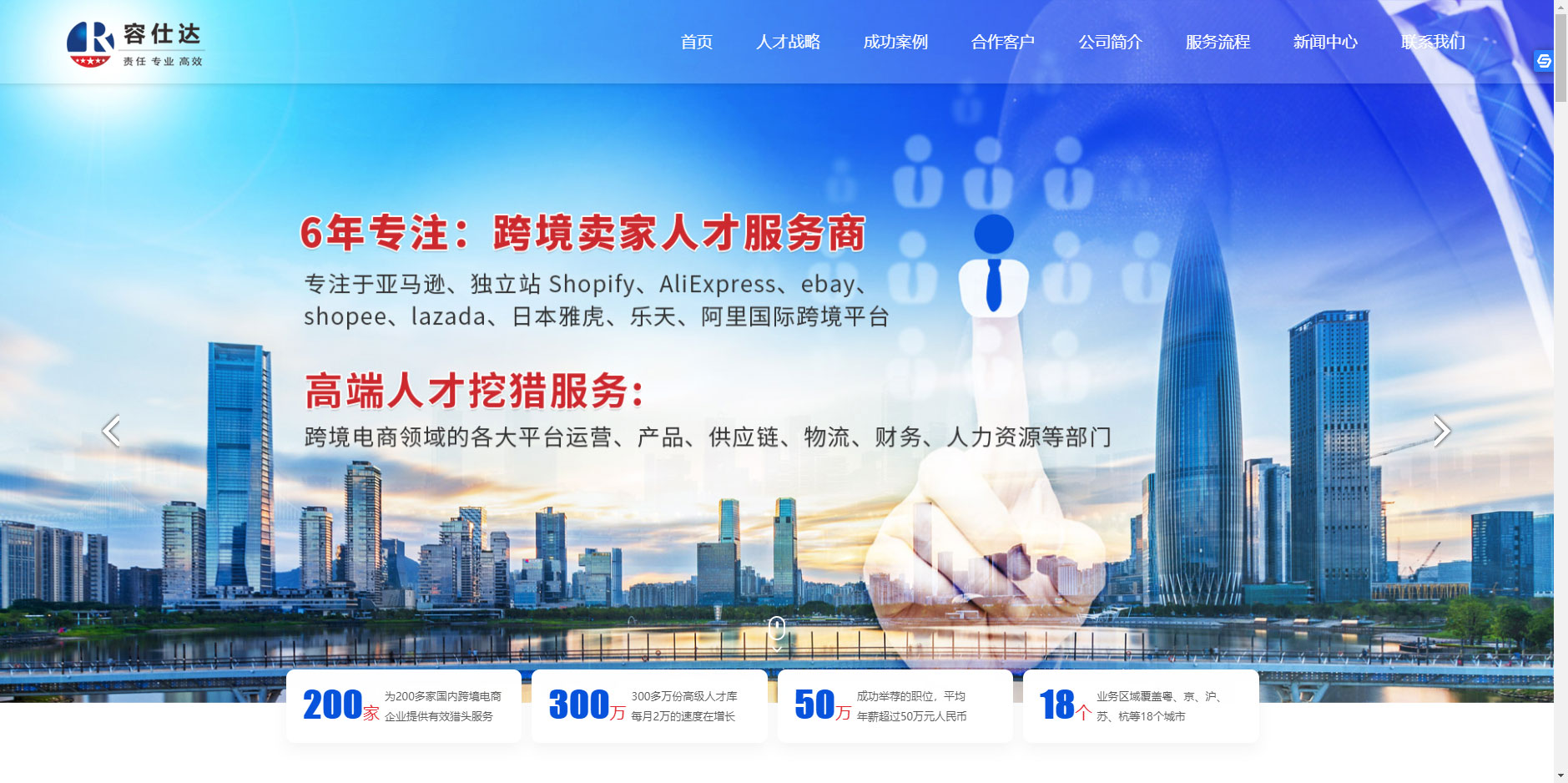 網站(zhàn)建設案例網站(zhàn)建設案例之跨境電(diàn)商獵頭公司容仕達